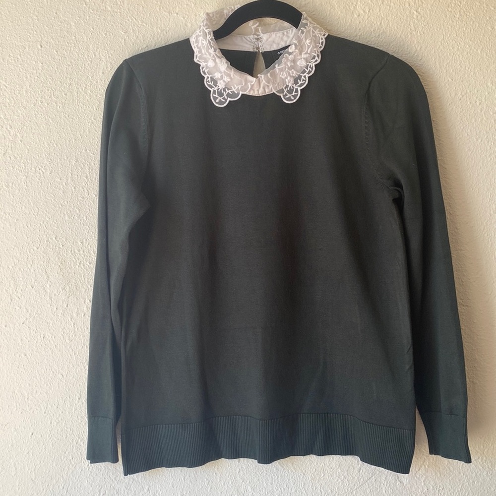 Cable and Gauge Women’s Collared Cardigan Med/Green